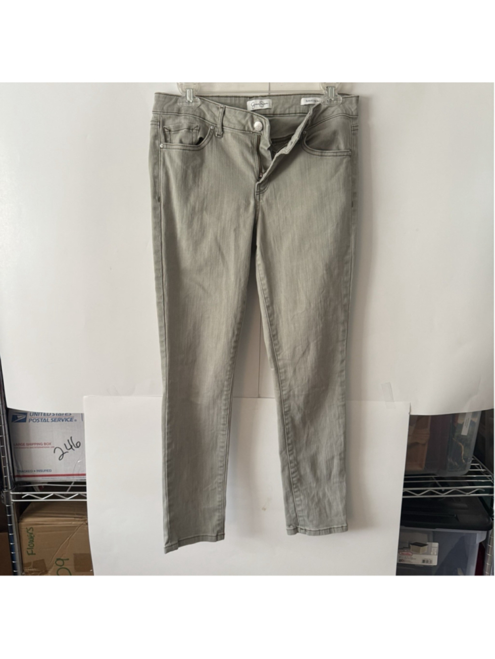 Jessica Simpson Womens Rolled Crop Skinny Jeans Green Stretch Mid Rise Denim 6
